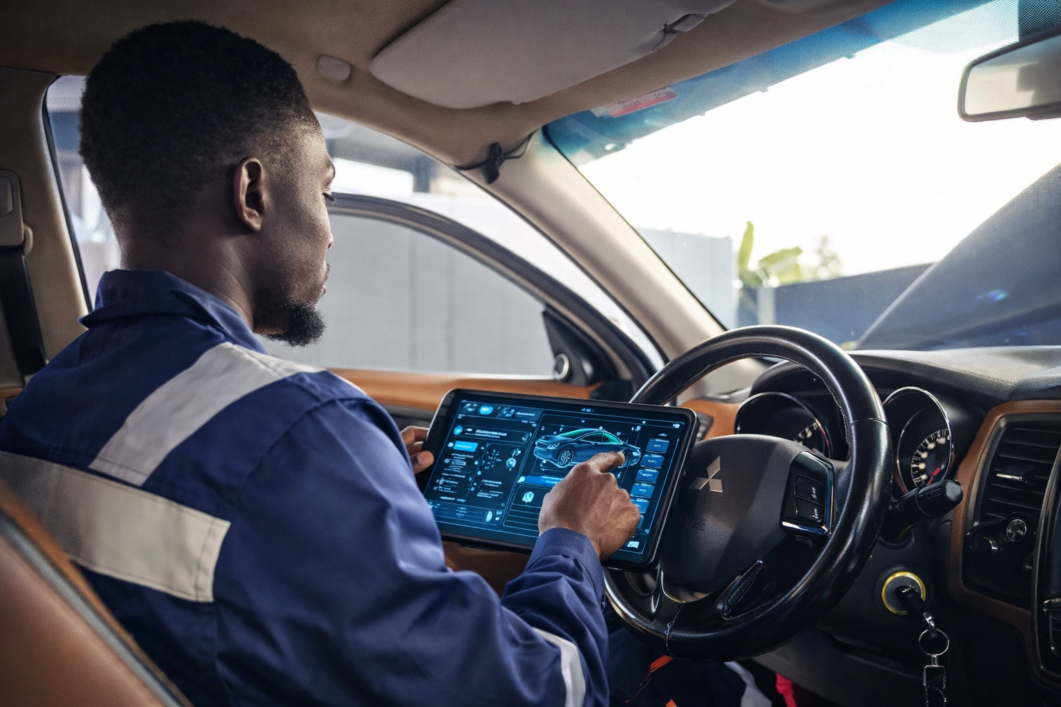 Electric vehicle servicing in a modern Ghanaian garage